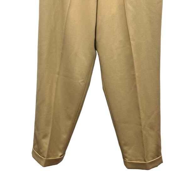 Talbots Petite Wool Pants Tan Size 16 Cuffed Hem Flat Front Belted Pockets Lined - Picture 8 of 12